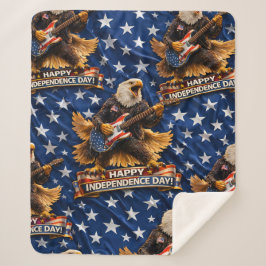 Cobertor Sherpa Título rock na Águia Americana feliz Dia da Indepe