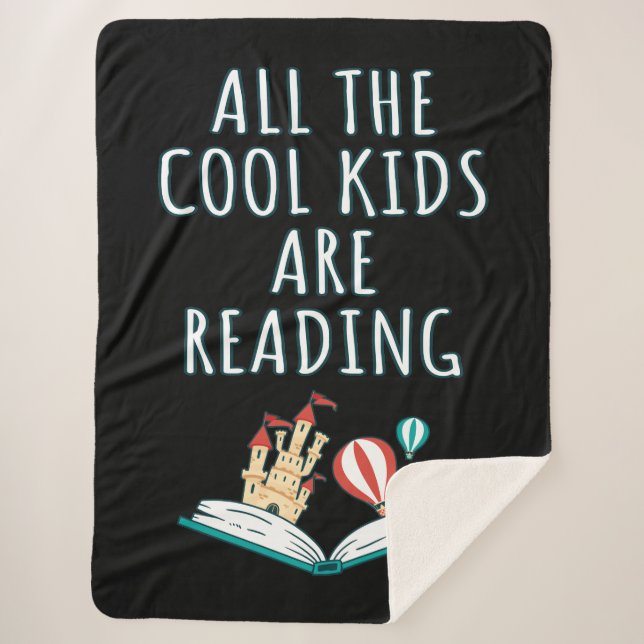 Cobertor Sherpa Todas As Crianças Legal Estão Lendo, Sherpa Blanke (Frente)