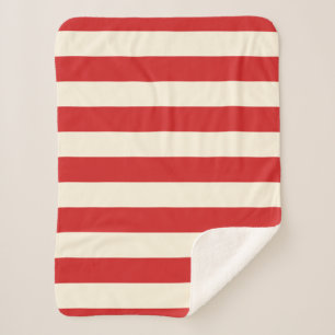 Cobertor Sherpa Tofu Cream Postbox Red Stripes
