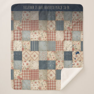 Cobertor Sherpa Togacidade Personalizada de Patchwork Vintage