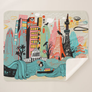 Cobertor Sherpa Tokyo tirado mão Japão