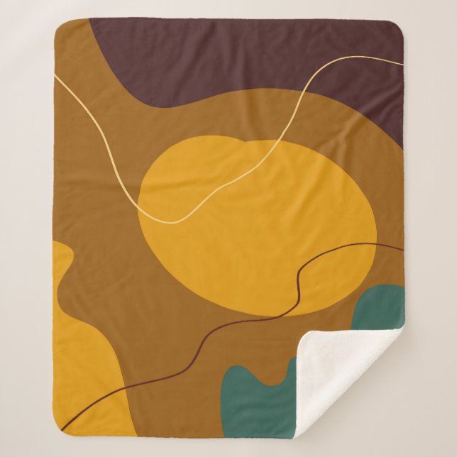 Cobertor Sherpa Tons da Terra em formas orgânicas abstrato fundo (Frente)