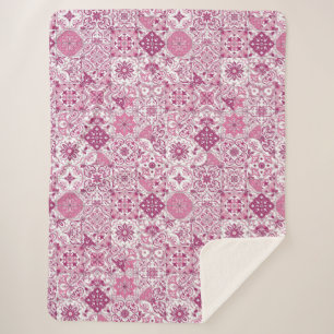 Cobertor Sherpa tons mediterrâneos/ azulejos