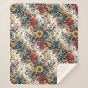 Cobertor Sherpa Toque Floral Vibrante Da Natureza