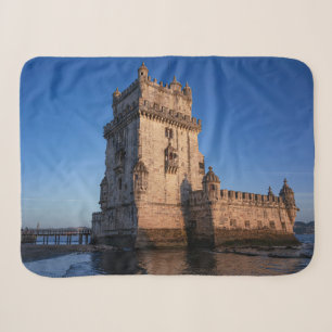 Cobertor Sherpa Torre de Belem ao pôr do sol em Lisboa, Portugal