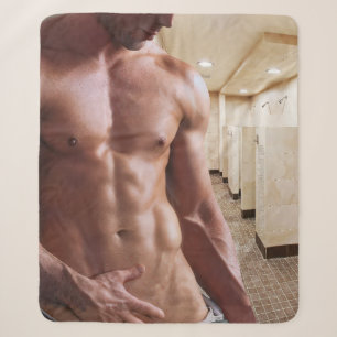 Cobertor Sherpa Torso masculino musculoso sem camisa de SlipperyJo