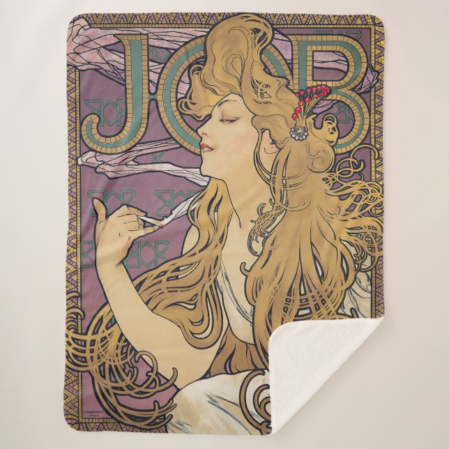 Cobertor Sherpa Trabalho (1896) de Alphonse Mucha (Frente)
