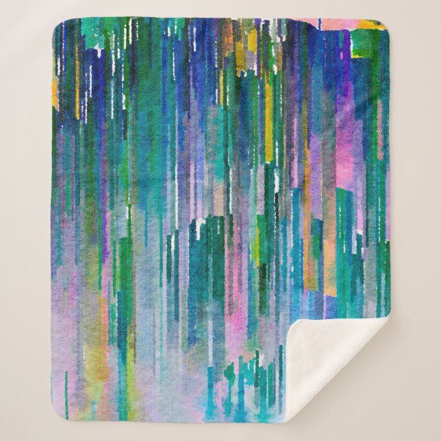 Cobertor Sherpa Trabalho de arte de aquarela multicolorida (Frente)