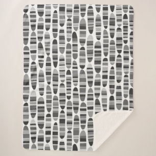 Cobertor Sherpa Traços de Stripey 120123 - Preto e Branco