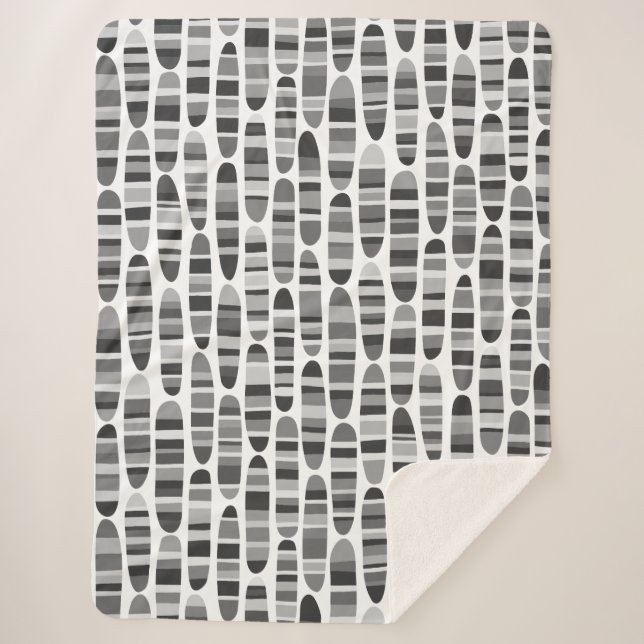 Cobertor Sherpa Traços de Stripey 120123 - Preto e Branco (Frente)