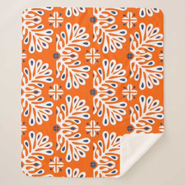 Cobertor Sherpa Tradição escandinava: Mosaico Floral Étnico. (Frente)