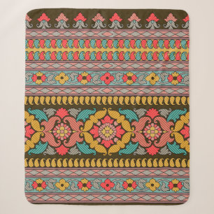 Cobertor Sherpa Tradicional Mughal Border Designart,Étnica,tecido,