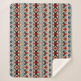 Cobertor Sherpa Traditional Folk Embroidery Stripe  Pattern