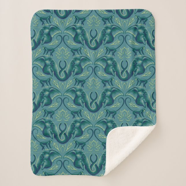 Cobertor Sherpa Tranquil Safari Tapeçaria - O Lotus Branco (Frente)