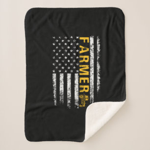 Cobertor Sherpa Trator American Flag Farmny Farmer Rancher