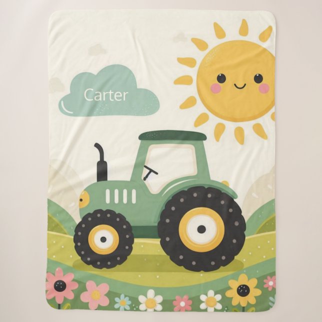 Cobertor Sherpa Trator/fazenda personalizado, bonito (Frente)