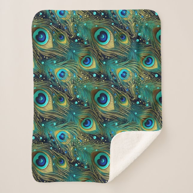 Cobertor Sherpa Travesseiro decorativo de Paixão de Peacock (Frente)