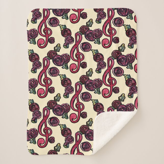 Cobertor Sherpa Treble Clef Music Professora Art (Frente)