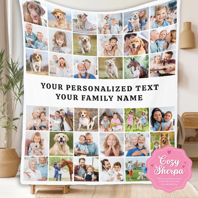 Cobertor Sherpa Trendy Custom 36 Photos Collage Cute Modern Family (Criador carregado)