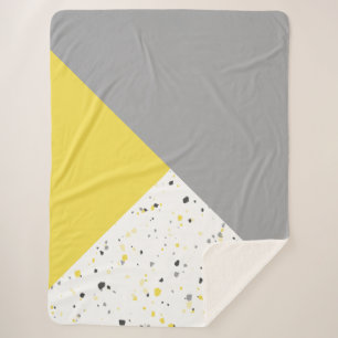 Cobertor Sherpa Trendy Yellow Cinza Terrazzo