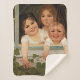 Cobertor Sherpa Três crianças na janela