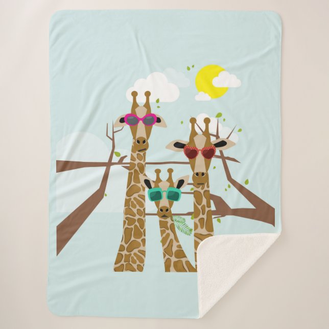 Cobertor Sherpa Três girafas nos óculos de sol (Frente)