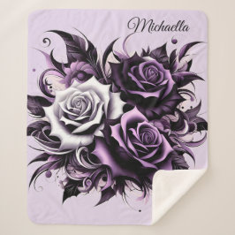 Cobertor Sherpa Três Rosas roxas