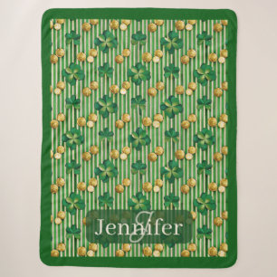 Cobertor Sherpa Trevo de Shamrock Verde Listra Moeda de Ouro Irlan