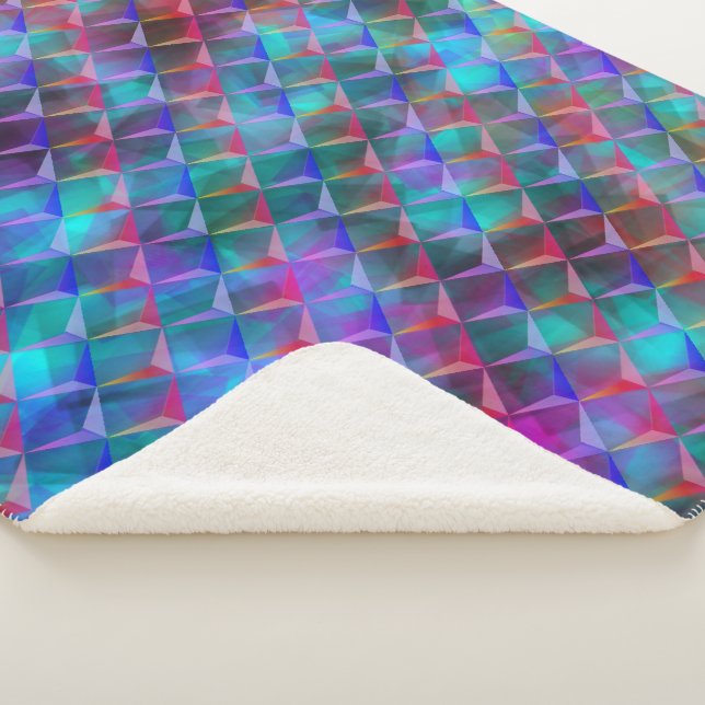 Cobertor Sherpa Triângulos azuis a lilás e 3D ou vermelho-rosa (3/4)