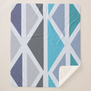 Cobertor Sherpa Triângulos de Arte Geométrica Cinzas de Turquesa