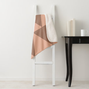 Cobertor Sherpa Triângulos Grandes Geométricos Mocha Mousse Rosa D