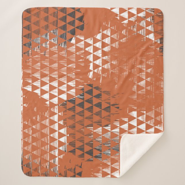 Cobertor Sherpa Triângulos Sem Costura: Fundo Laranja (Frente)