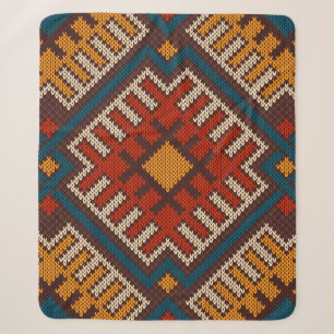 Cobertor Sherpa Tribal Aztec, padrão sem costura, em lã de malha