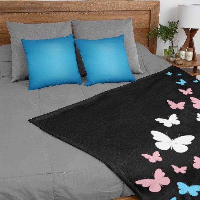 Cobertor Sherpa Trilha da Borboleta do Orgulho Transgênero (Criador carregado)