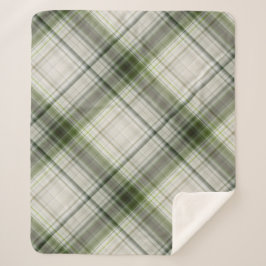 Cobertor Sherpa Trillios brancos, Xadrez verde e branca