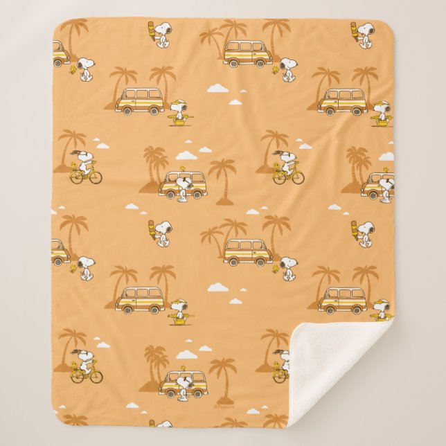 Cobertor Sherpa Trippin rodoviário | Amendoins Snoopy Beach Patter (Frente)