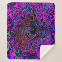 Trippy Black and Magenta Retro Liquid Swirl