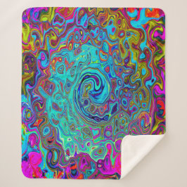 Cobertor Sherpa Trippy Sky Blue Abstrato Retro Liquid Swirl