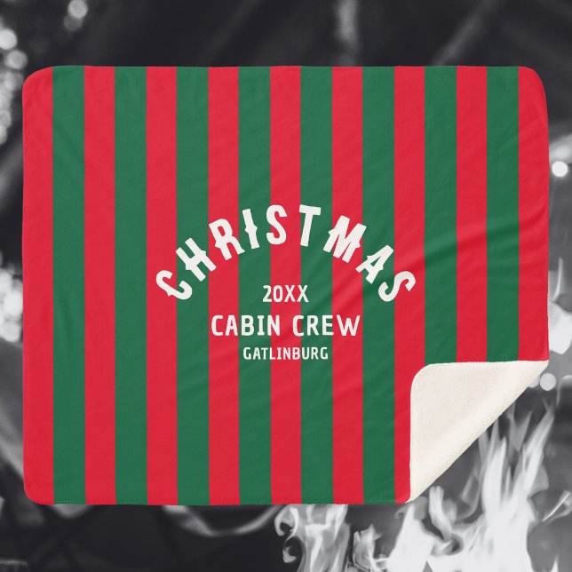 Cobertor Sherpa Tripulação de Cabina de Natal - Greve Verde Vermel (Criador carregado)