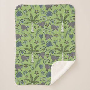 Cobertor Sherpa Tropical animals seamless pattern green and grey