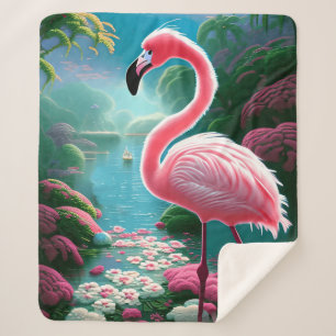 Cobertor Sherpa Tropical Flamingo-70852 Elegante