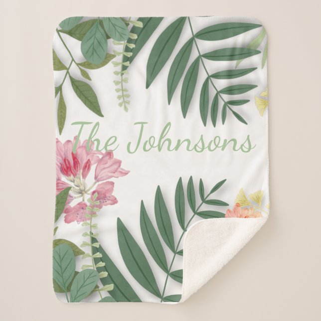 Cobertor Sherpa Tropical Floral (Frente)