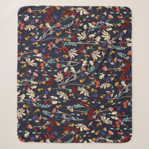 Cobertor Sherpa Tropical Floral: Vintagem Botânica Aleatória.