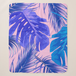 Cobertor Sherpa Tropical palm leaves, jungle leaves seamless flora