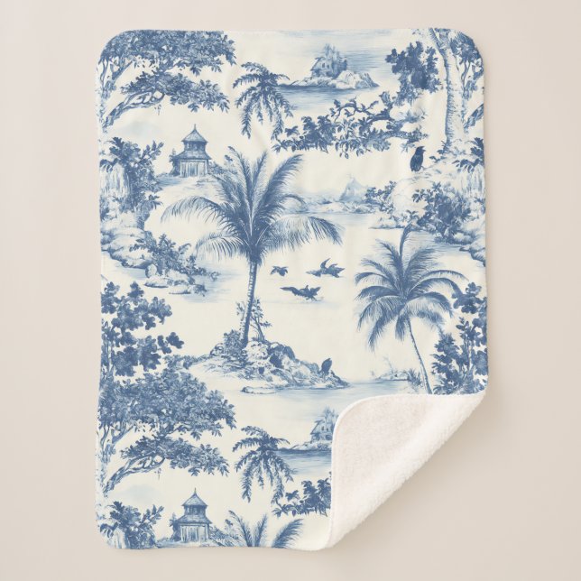 Cobertor Sherpa Tropical Toile De Jouy (Frente)