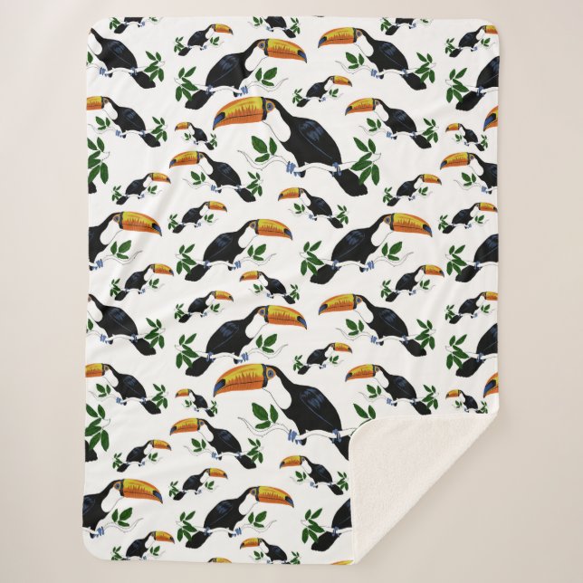 Cobertor Sherpa Tropical Toucans - Playful Jungle (Frente)