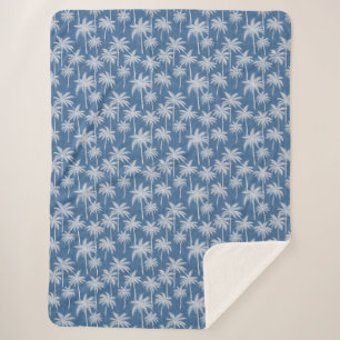 Cobertor Sherpa Tropical Vibes Palm Tree Blue