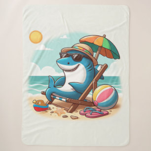 Cobertor Sherpa Tubarão-cartoon gritante/praia