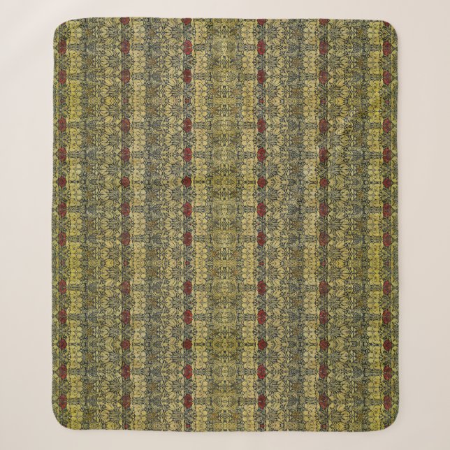 Cobertor Sherpa Tulipa Rosa Dourada de William Morris Papel de Par (Frente)