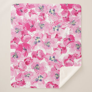 Cobertor Sherpa tulipas de aquarelas: design de cartão desenhado à
